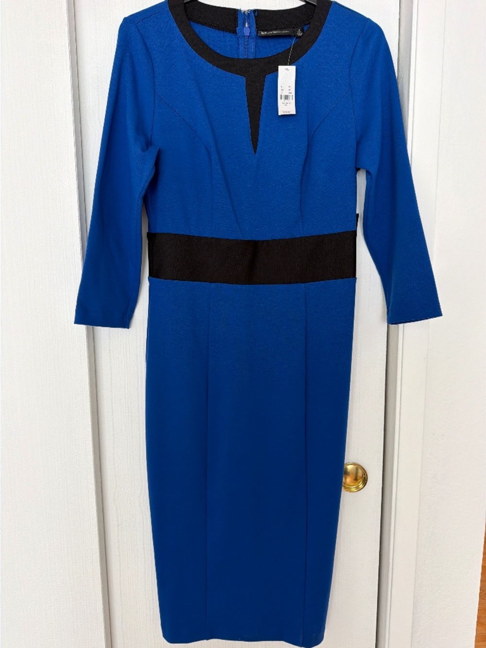 💙 New York & Company Blue & Black Dress — Medium Tall — NWT